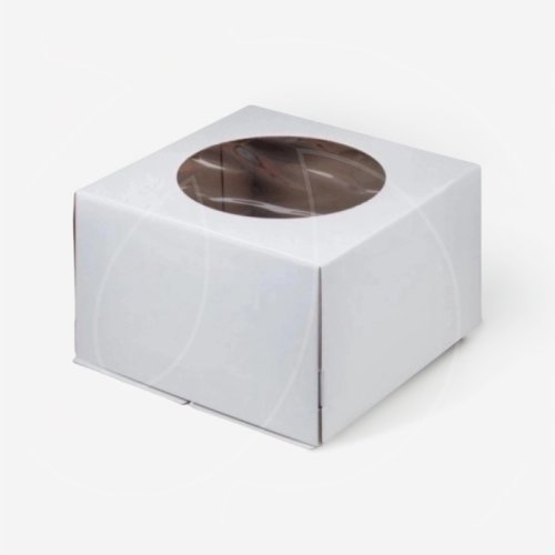 Коробка для торта с окном гофрокартон белая 26х26х18 см 012900