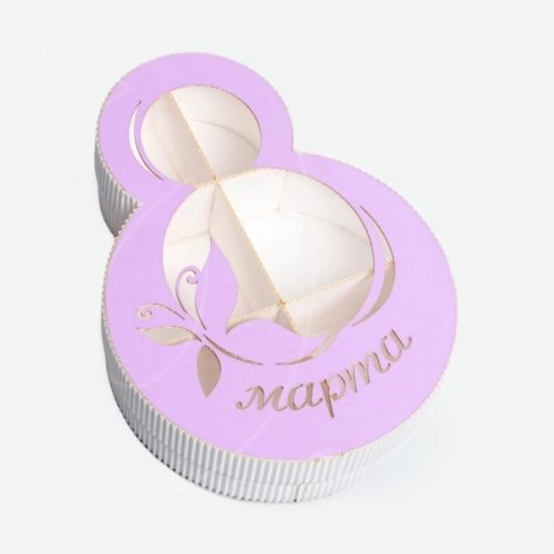 Коробка для сладостей фигурная "8 Марта" 22х16х5 см 9259159