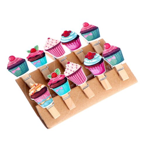 Прищепка для открытки "Капкейки" 10 шт 3949370