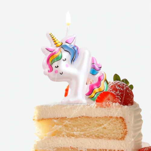 Свеча декоративная Цифра "4" Единорог 9485668