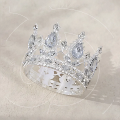 Топпер декоративный "Корона с камнями" Серебро 6 см 