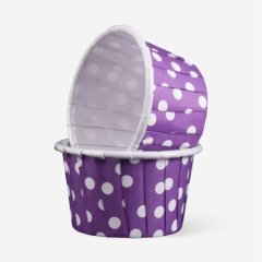 Капсула бумажная с подворотом Фиолетовая в горошек D38 H30 25 шт 850082