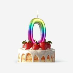 Свеча декоративная Цифра "0" Шар Радуга 5311067