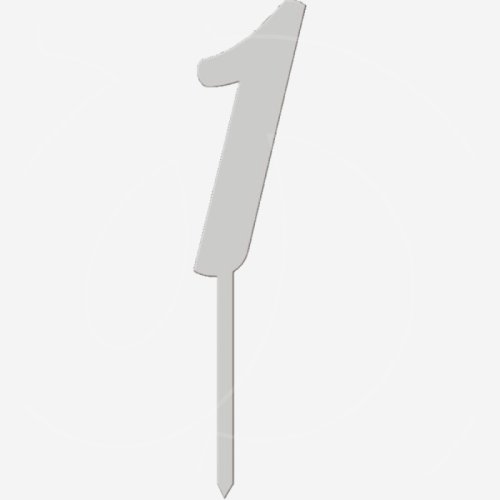 Топпер декоративный акриловый "Цифра 1 на палочке" Серебро 5 см ТСК46.1