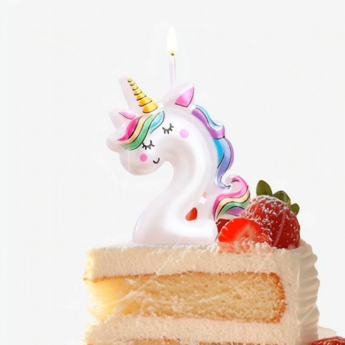 Свеча декоративная Цифра "2" Единорог 9485666