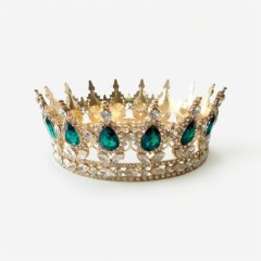 Топпер декоративный "Корона с камнями" Золото/Изумрудный 12 см 