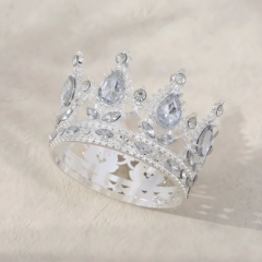 Топпер декоративный "Корона с камнями" Серебро 6 см 