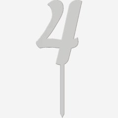 Топпер декоративный акриловый "Цифра 4 на палочке" Серебро 5 см ТСК46.4