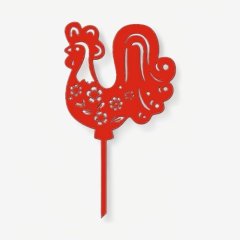 Топпер декоративный акриловый "Петушок резной" Красный 6 см ТСК459