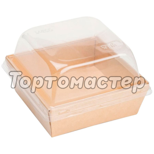 Коробка для бенто-торта крафт 15х15х9,5 см OSQ SmartPack 800 box + Lid SmartPack 800 domе