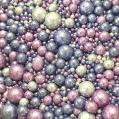 Посыпка кондитерская из дутого риса жемчуг "Розово-сиренево-серебристый Микс" 50 г 