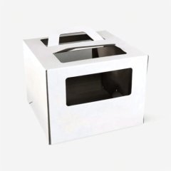 Коробка для торта с окном и ручкой белая 30х30х20 см 