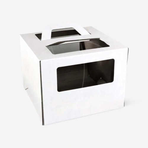 Коробка для торта с окном и ручкой белая 30х30х20 см 