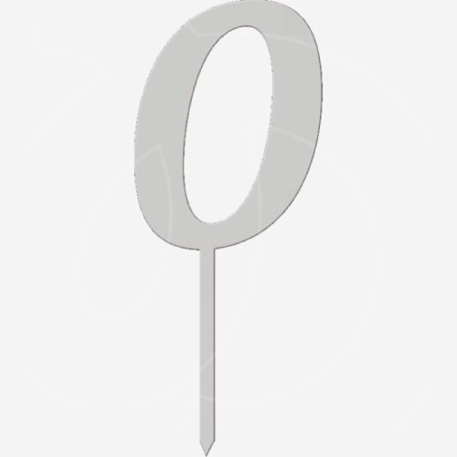 Топпер декоративный акриловый "Цифра 0 на палочке" Серебро 5 см ТСК46.0