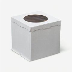 Коробка для торта с круглым окном белая 28х28х28 см 2.37.1	